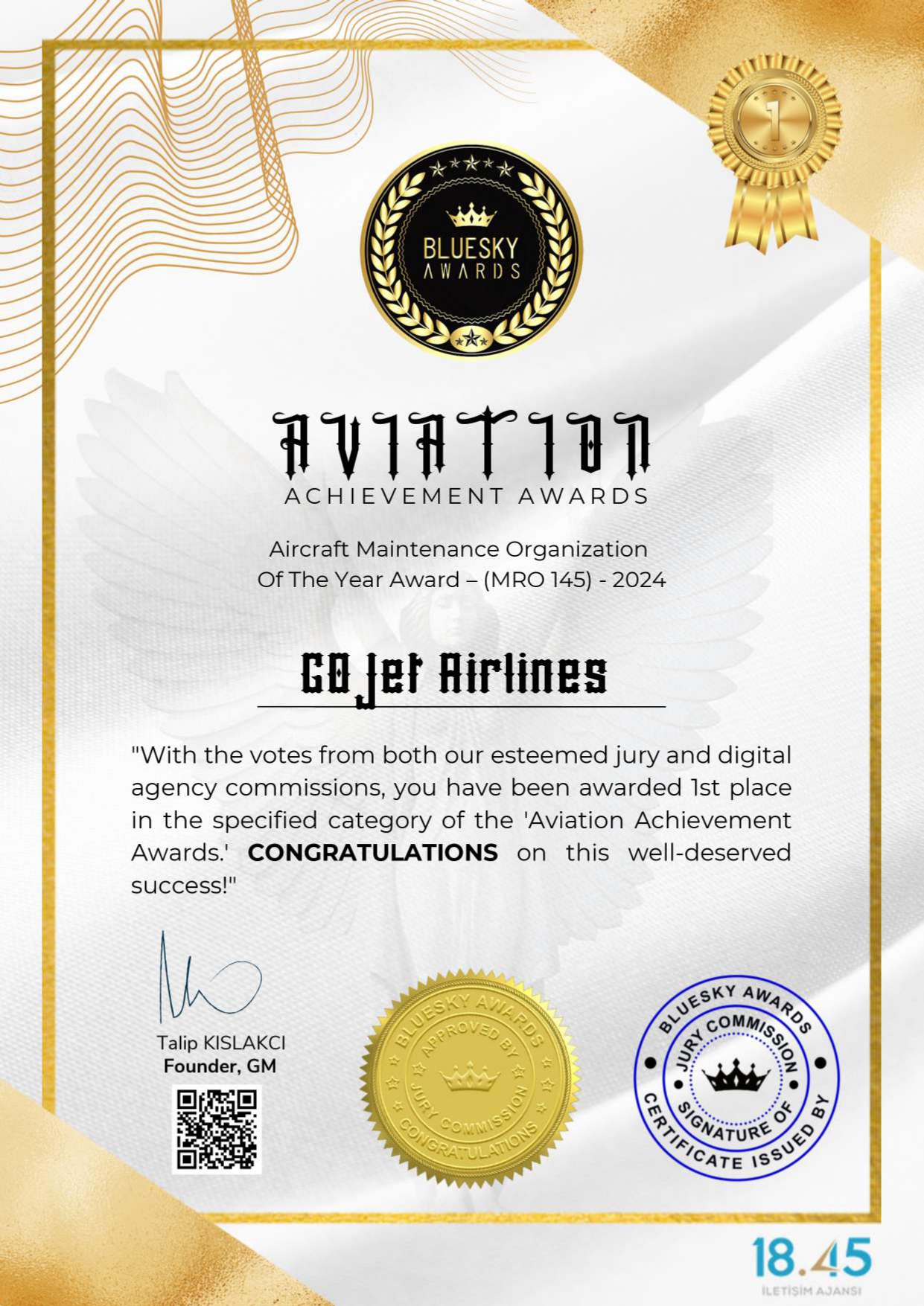 GoJet Airlines Awarded with Aircraft Maintenance Organziation of the Year (MRO-145)- 2024